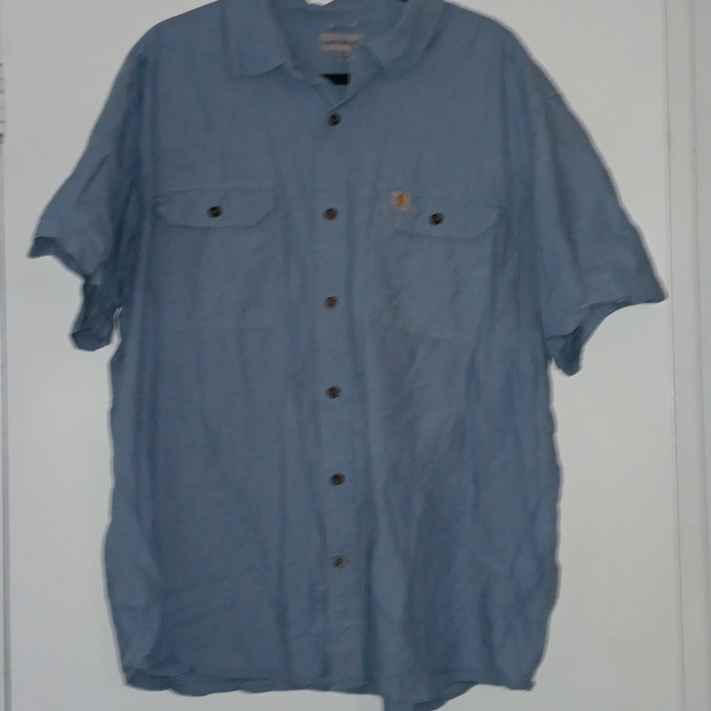 Carhartt Men's Casual Blue Button Down Shirt